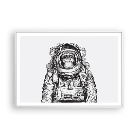 Obraz - Plakat - Alternatywna ewolucja - 100x70cm - Abstrakcja Astronauta Małpa - Foto Plakaty w ramie koloru białego do Salonu Sypialni ARTTOR ARTTOR