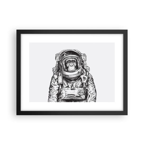 Obraz - Plakat - Alternatywna ewolucja - 40x30cm - Abstrakcja Astronauta Małpa - Foto Plakaty na ścianę w czarnej ramie - Plakat do Salonu Sypialni ARTTOR ARTTOR