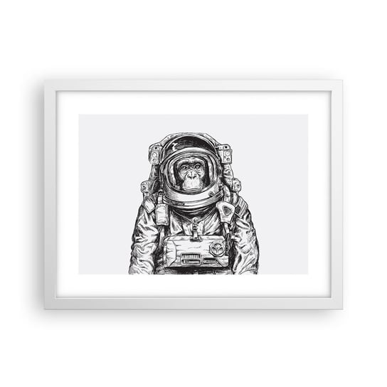 Obraz - Plakat - Alternatywna ewolucja - 40x30cm - Abstrakcja Astronauta Małpa - Foto Plakaty na ścianę w ramie białej - Plakat do Salonu Sypialni ARTTOR ARTTOR