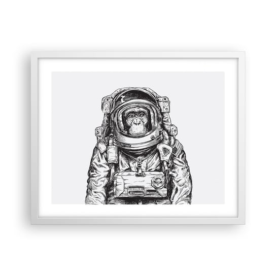 Obraz - Plakat - Alternatywna ewolucja - 50x40cm - Abstrakcja Astronauta Małpa - Foto Plakaty w ramie koloru białego do Salonu Sypialni ARTTOR ARTTOR