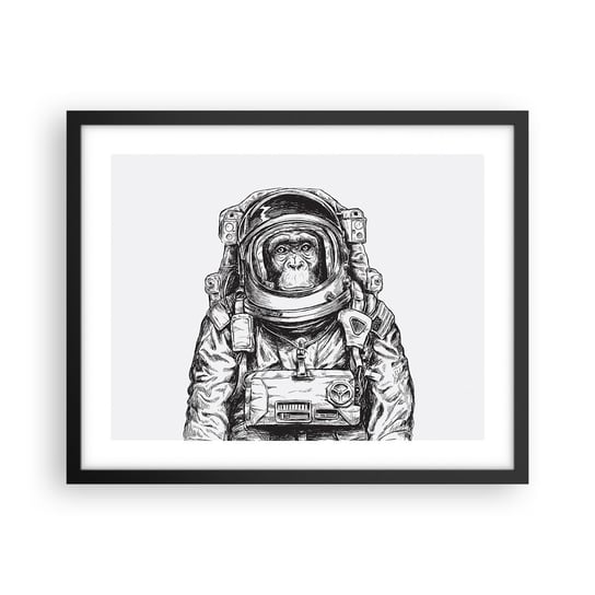 Obraz - Plakat - Alternatywna ewolucja - 50x40cm - Abstrakcja Astronauta Małpa - Foto Plakaty w ramie koloru czarnego do Salonu Sypialni ARTTOR ARTTOR