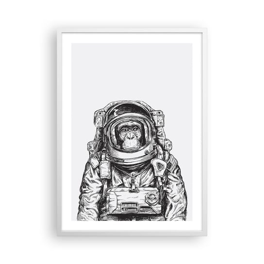 Obraz - Plakat - Alternatywna ewolucja - 50x70cm - Abstrakcja Astronauta Małpa - Nowoczesny modny obraz Plakat rama biała ARTTOR ARTTOR