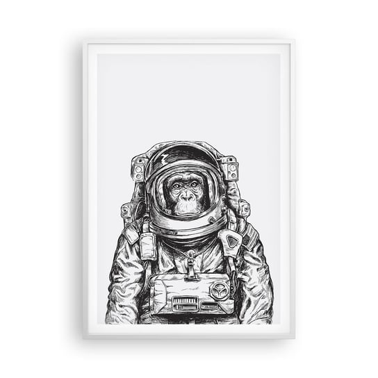 Obraz - Plakat - Alternatywna ewolucja - 70x100cm - Abstrakcja Astronauta Małpa - Foto Plakaty w ramie koloru białego do Salonu Sypialni ARTTOR ARTTOR