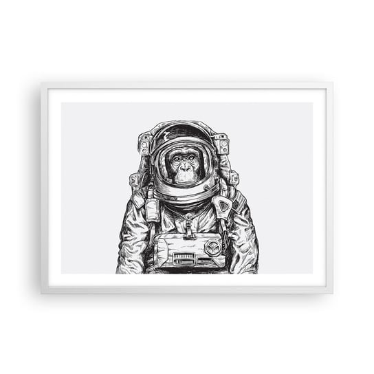 Obraz - Plakat - Alternatywna ewolucja - 70x50cm - Abstrakcja Astronauta Małpa - Nowoczesny modny obraz Plakat rama biała ARTTOR ARTTOR