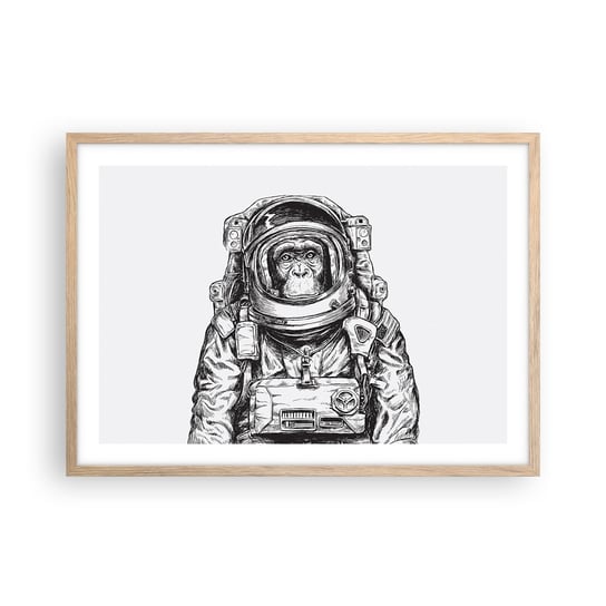 Obraz - Plakat - Alternatywna ewolucja - 70x50cm - Abstrakcja Astronauta Małpa - Nowoczesny modny obraz Plakat rama jasny dąb ARTTOR ARTTOR