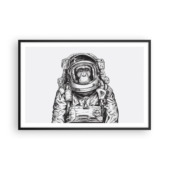 Obraz - Plakat - Alternatywna ewolucja - 91x61cm - Abstrakcja Astronauta Małpa - Foto Plakaty na ścianę w czarnej ramie - Plakat do Salonu Sypialni ARTTOR ARTTOR