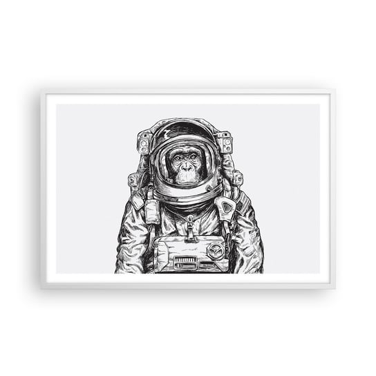 Obraz - Plakat - Alternatywna ewolucja - 91x61cm - Abstrakcja Astronauta Małpa - Foto Plakaty na ścianę w ramie białej - Plakat do Salonu Sypialni ARTTOR ARTTOR