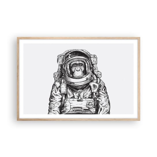 Obraz - Plakat - Alternatywna ewolucja - 91x61cm - Abstrakcja Astronauta Małpa - Foto Plakaty na ścianę w ramie jasny dąb - Plakat do Salonu Sypialni ARTTOR ARTTOR