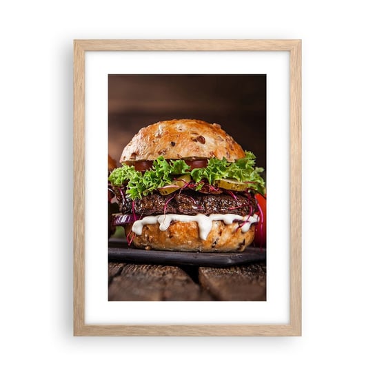 Obraz - Plakat - American dream - 30x40cm - Gastronomia Hamburger Kulinarne - Foto Plakaty na ścianę w ramie jasny dąb - Plakat do Salonu Sypialni ARTTOR ARTTOR