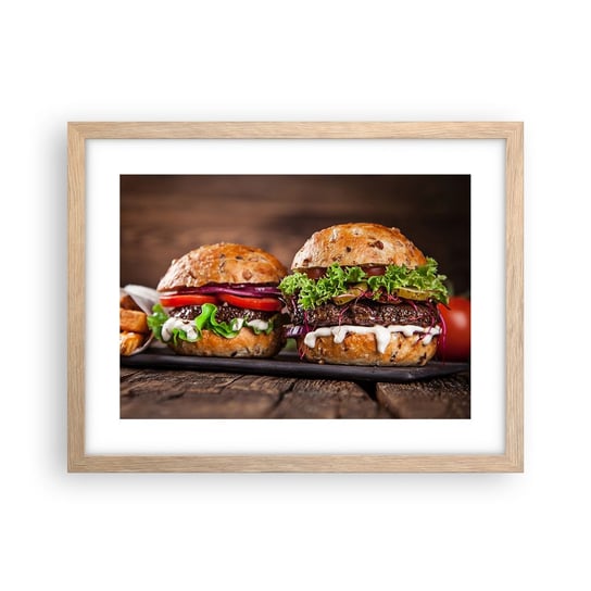 Obraz - Plakat - American dream - 40x30cm - Gastronomia Hamburger Kulinarne - Foto Plakaty na ścianę w ramie jasny dąb - Plakat do Salonu Sypialni ARTTOR ARTTOR