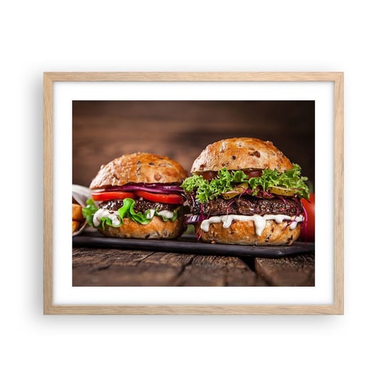 Obraz - Plakat - American dream - 50x40cm - Gastronomia Hamburger Kulinarne - Foto Plakaty w ramie koloru jasny dąb do Salonu Sypialni ARTTOR ARTTOR