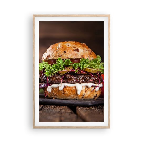 Obraz - Plakat - American dream - 61x91cm - Gastronomia Hamburger Kulinarne - Foto Plakaty na ścianę w ramie jasny dąb - Plakat do Salonu Sypialni ARTTOR ARTTOR