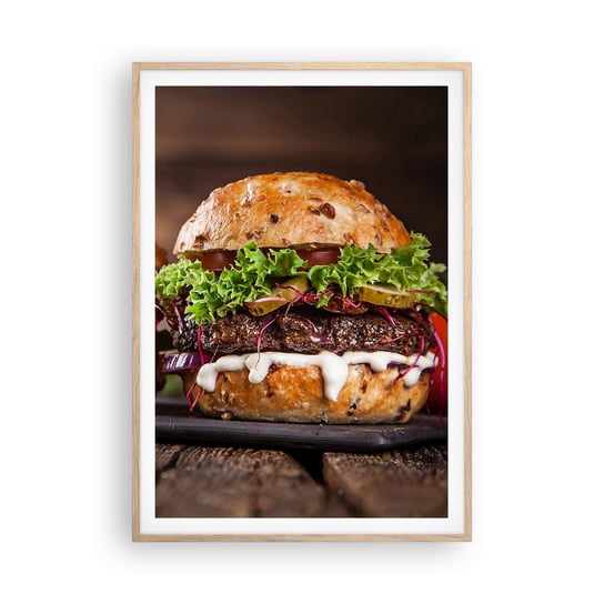 Obraz - Plakat - American dream - 70x100cm - Gastronomia Hamburger Kulinarne - Foto Plakaty w ramie koloru jasny dąb do Salonu Sypialni ARTTOR ARTTOR