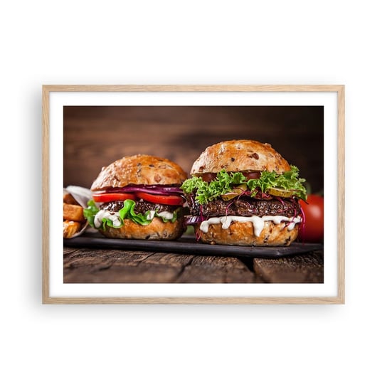Obraz - Plakat - American dream - 70x50cm - Gastronomia Hamburger Kulinarne - Nowoczesny modny obraz Plakat rama jasny dąb ARTTOR ARTTOR