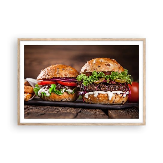 Obraz - Plakat - American dream - 91x61cm - Gastronomia Hamburger Kulinarne - Foto Plakaty na ścianę w ramie jasny dąb - Plakat do Salonu Sypialni ARTTOR ARTTOR