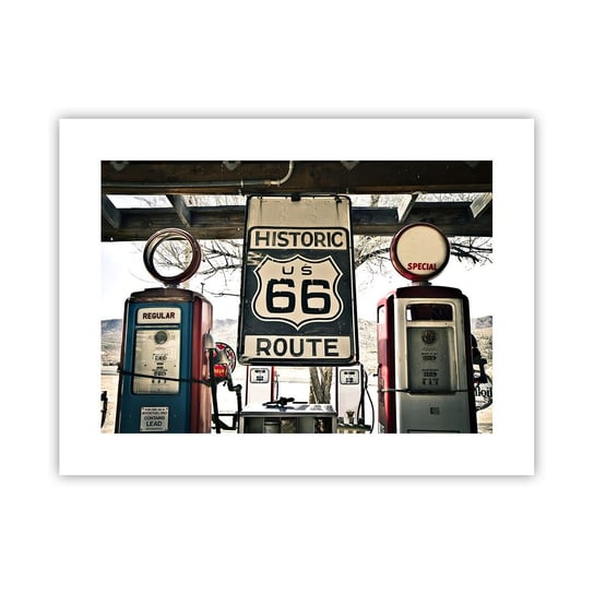 Obraz - Plakat - Amerykańska retro podróż - 40x30cm - Vintage Droga 66 Droga 66 - Foto Plakaty na ścianę bez ramy - Plakat do Salonu Sypialni ARTTOR ARTTOR
