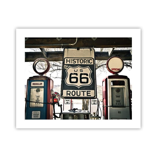 Obraz - Plakat - Amerykańska retro podróż - 50x40cm - Vintage Droga 66 Droga 66 - Foto Plakaty bez ramy do Salonu Sypialni ARTTOR ARTTOR