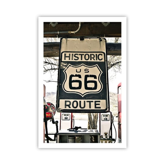 Obraz - Plakat - Amerykańska retro podróż - 61x91cm - Vintage Droga 66 Droga 66 - Foto Plakaty na ścianę bez ramy - Plakat do Salonu Sypialni ARTTOR ARTTOR