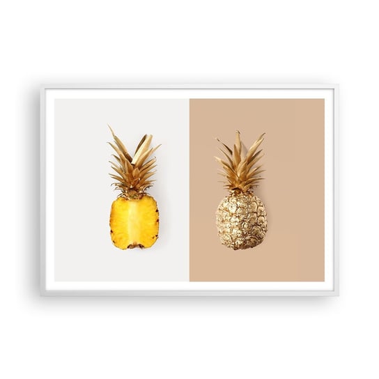 Obraz - Plakat - Ananas dla nas - 100x70cm - Ananas Owoce Deser - Foto Plakaty w ramie koloru białego do Salonu Sypialni ARTTOR ARTTOR