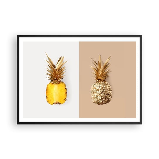 Obraz - Plakat - Ananas dla nas - 100x70cm - Ananas Owoce Deser - Foto Plakaty w ramie koloru czarnego do Salonu Sypialni ARTTOR ARTTOR