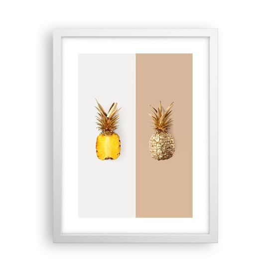 Obraz - Plakat - Ananas dla nas - 30x40cm - Ananas Owoce Deser - Foto Plakaty na ścianę w ramie białej - Plakat do Salonu Sypialni ARTTOR ARTTOR