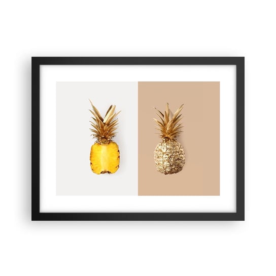 Obraz - Plakat - Ananas dla nas - 40x30cm - Ananas Owoce Deser - Foto Plakaty na ścianę w czarnej ramie - Plakat do Salonu Sypialni ARTTOR ARTTOR