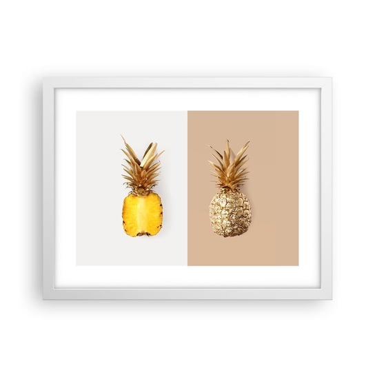 Obraz - Plakat - Ananas dla nas - 40x30cm - Ananas Owoce Deser - Foto Plakaty na ścianę w ramie białej - Plakat do Salonu Sypialni ARTTOR ARTTOR