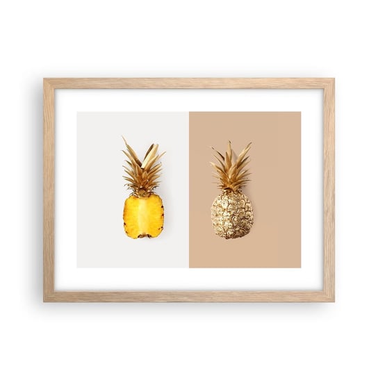 Obraz - Plakat - Ananas dla nas - 40x30cm - Ananas Owoce Deser - Foto Plakaty na ścianę w ramie jasny dąb - Plakat do Salonu Sypialni ARTTOR ARTTOR