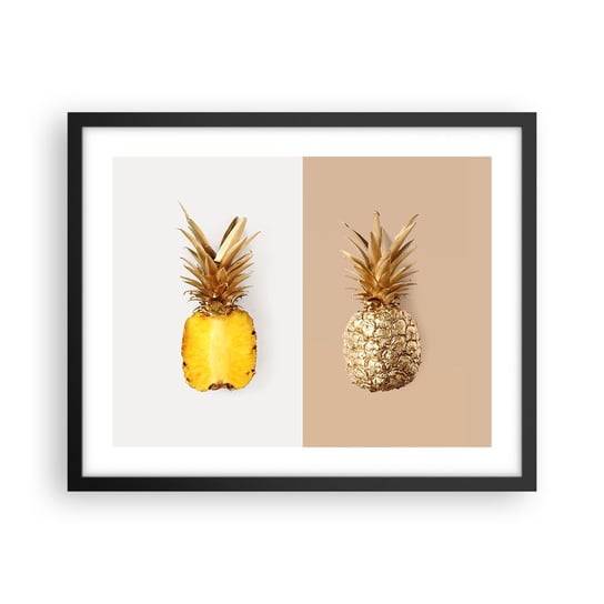 Obraz - Plakat - Ananas dla nas - 50x40cm - Ananas Owoce Deser - Foto Plakaty w ramie koloru czarnego do Salonu Sypialni ARTTOR ARTTOR