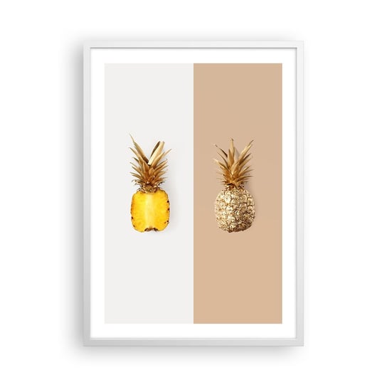 Obraz - Plakat - Ananas dla nas - 50x70cm - Ananas Owoce Deser - Nowoczesny modny obraz Plakat rama biała ARTTOR ARTTOR