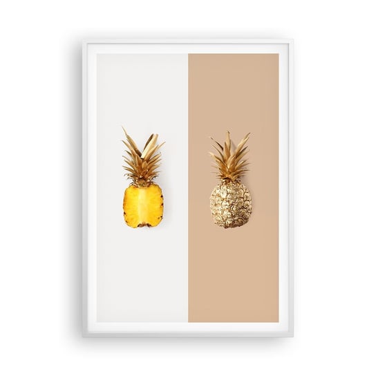 Obraz - Plakat - Ananas dla nas - 70x100cm - Ananas Owoce Deser - Foto Plakaty w ramie koloru białego do Salonu Sypialni ARTTOR ARTTOR