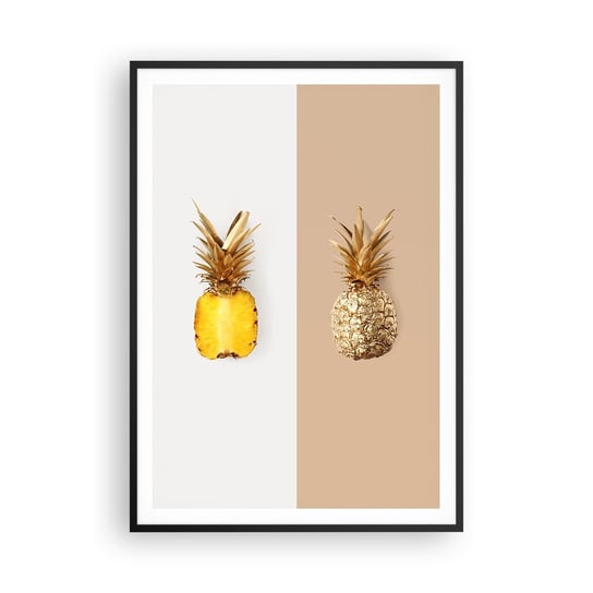 Obraz - Plakat - Ananas dla nas - 70x100cm - Ananas Owoce Deser - Foto Plakaty w ramie koloru czarnego do Salonu Sypialni ARTTOR ARTTOR