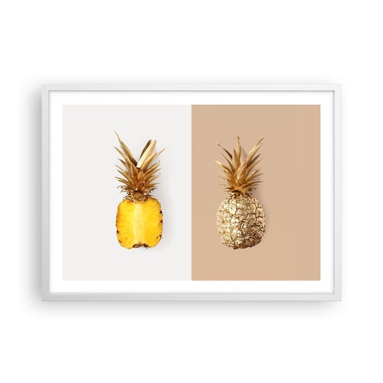 Obraz - Plakat - Ananas dla nas - 70x50cm - Ananas Owoce Deser - Nowoczesny modny obraz Plakat rama biała ARTTOR ARTTOR