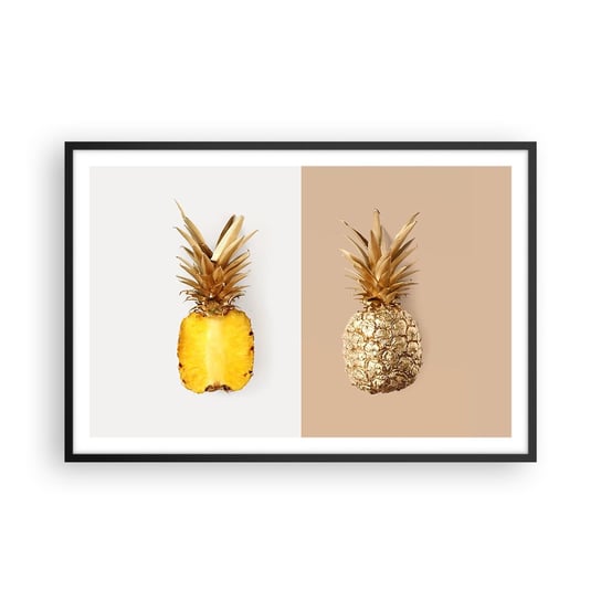 Obraz - Plakat - Ananas dla nas - 91x61cm - Ananas Owoce Deser - Foto Plakaty na ścianę w czarnej ramie - Plakat do Salonu Sypialni ARTTOR ARTTOR