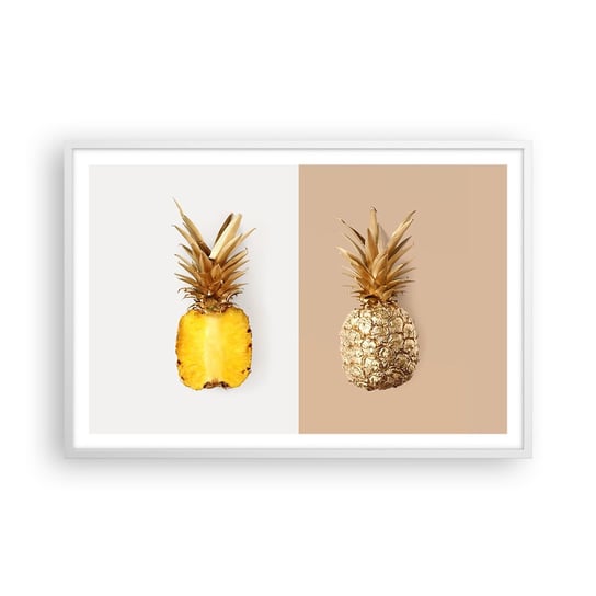 Obraz - Plakat - Ananas dla nas - 91x61cm - Ananas Owoce Deser - Foto Plakaty na ścianę w ramie białej - Plakat do Salonu Sypialni ARTTOR ARTTOR