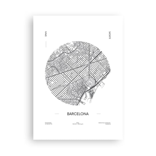 Obraz - Plakat - Anatomia Barcelony - 50x70cm - Mapa Barcelona Hiszpania - Nowoczesny modny obraz Plakat bez ramy do Salonu Sypialni ARTTOR ARTTOR