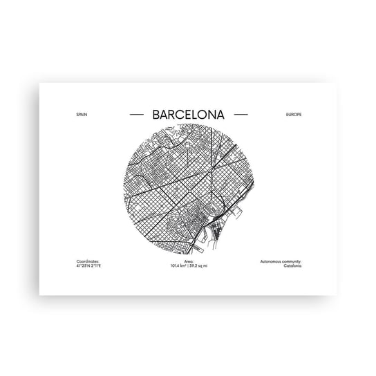 Obraz - Plakat - Anatomia Barcelony - 70x50cm - Mapa Barcelona Hiszpania - Nowoczesny modny obraz Plakat bez ramy do Salonu Sypialni ARTTOR ARTTOR