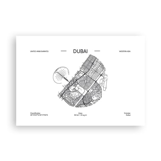 Obraz - Plakat - Anatomia Dubaju - 100x70cm - Mapa Dubaj Zjednoczone Emiraty Arabskie - Foto Plakaty bez ramy na ścianę do Salonu Sypialni ARTTOR ARTTOR