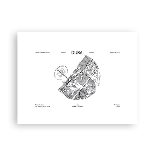 Obraz - Plakat - Anatomia Dubaju - 40x30cm - Mapa Dubaj Zjednoczone Emiraty Arabskie - Foto Plakaty na ścianę bez ramy - Plakat do Salonu Sypialni ARTTOR ARTTOR