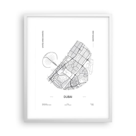 Obraz - Plakat - Anatomia Dubaju - 40x50cm - Mapa Dubaj Zjednoczone Emiraty Arabskie - Foto Plakaty w ramie koloru białego do Salonu Sypialni ARTTOR ARTTOR