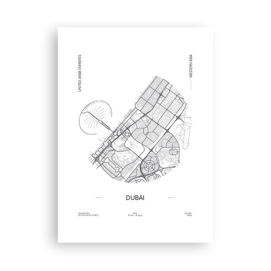 Obraz - Plakat - Anatomia Dubaju - 50x70cm - Mapa Dubaj Zjednoczone Emiraty Arabskie - Nowoczesny modny obraz Plakat bez ramy do Salonu Sypialni ARTTOR ARTTOR