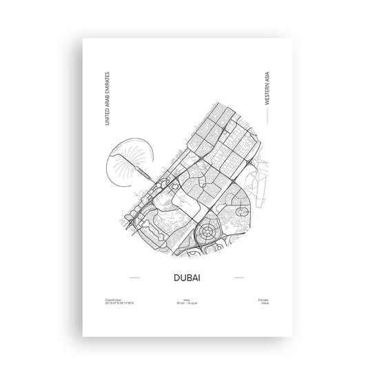 Obraz - Plakat - Anatomia Dubaju - 70x100cm - Mapa Dubaj Zjednoczone Emiraty Arabskie - Foto Plakaty bez ramy na ścianę do Salonu Sypialni ARTTOR ARTTOR