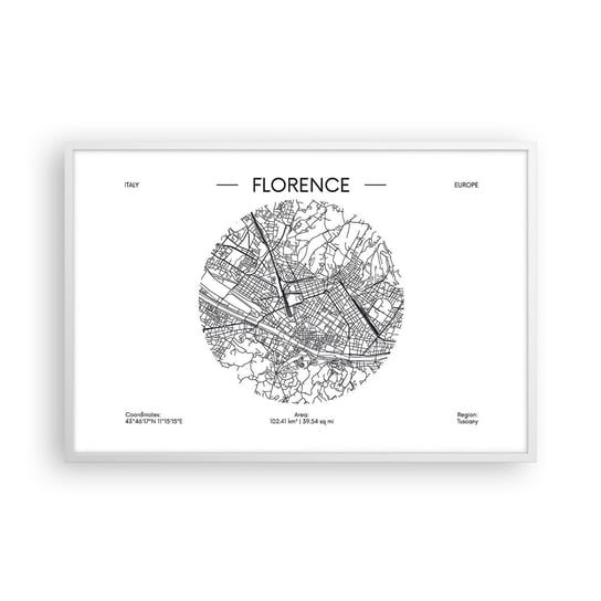 Obraz - Plakat - Anatomia Florencji - 91x61cm - Mapa Florencja Włochy - Foto Plakaty na ścianę w ramie białej - Plakat do Salonu Sypialni ARTTOR ARTTOR