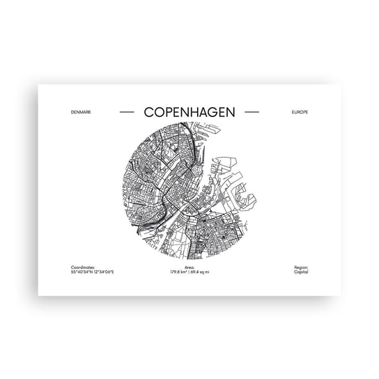 Obraz - Plakat - Anatomia Kopenhagi - 100x70cm - Mapa Kopenhaga Dania - Foto Plakaty bez ramy na ścianę do Salonu Sypialni ARTTOR ARTTOR