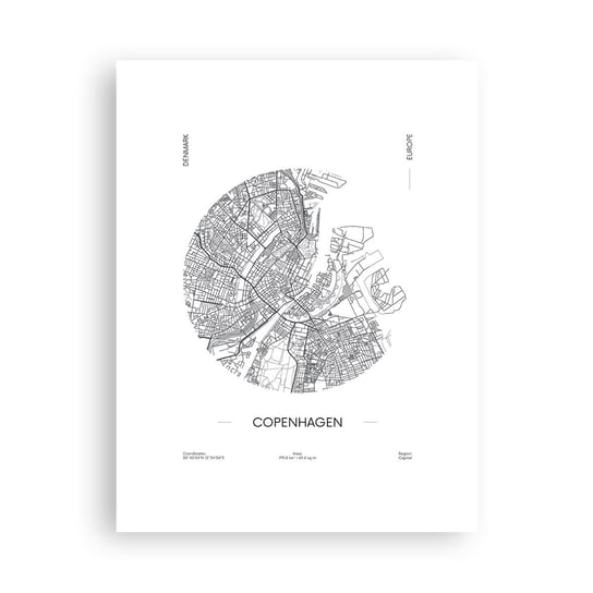 Obraz - Plakat - Anatomia Kopenhagi - 30x40cm - Mapa Kopenhaga Dania - Foto Plakaty na ścianę bez ramy - Plakat do Salonu Sypialni ARTTOR ARTTOR