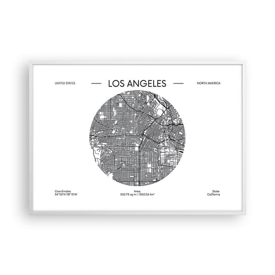 Obraz - Plakat - Anatomia Los Angeles - 100x70cm - Mapa Los Angeles Usa - Foto Plakaty w ramie koloru białego do Salonu Sypialni ARTTOR ARTTOR