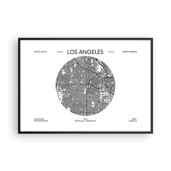 Obraz - Plakat - Anatomia Los Angeles - 100x70cm - Mapa Los Angeles Usa - Foto Plakaty w ramie koloru czarnego do Salonu Sypialni ARTTOR ARTTOR