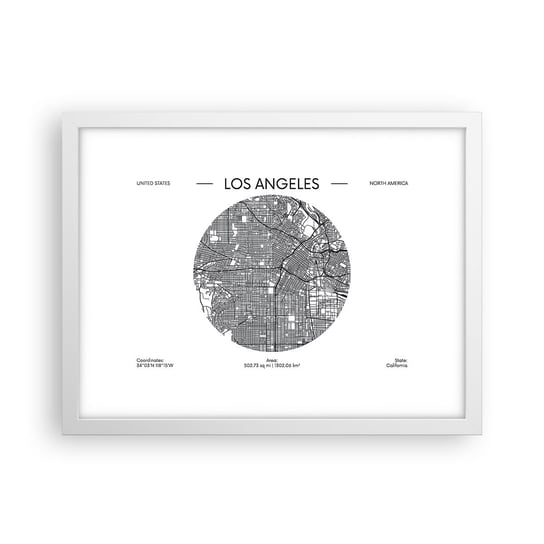 Obraz - Plakat - Anatomia Los Angeles - 40x30cm - Mapa Los Angeles Usa - Foto Plakaty na ścianę w ramie białej - Plakat do Salonu Sypialni ARTTOR ARTTOR