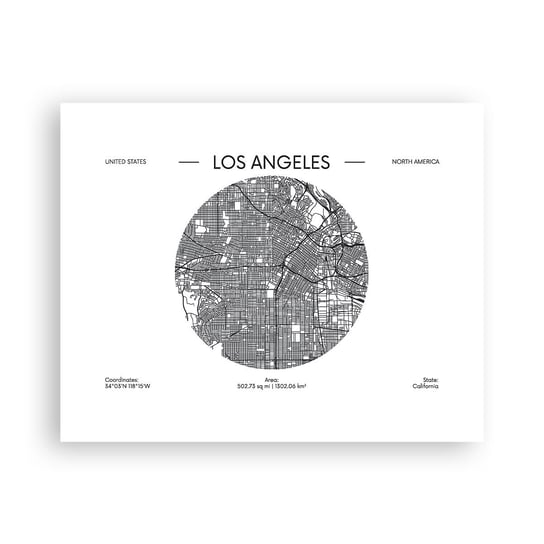 Obraz - Plakat - Anatomia Los Angeles - 50x40cm - Mapa Los Angeles Usa - Foto Plakaty bez ramy do Salonu Sypialni ARTTOR ARTTOR