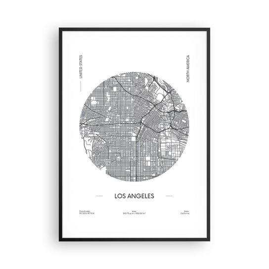 Obraz - Plakat - Anatomia Los Angeles - 70x100cm - Mapa Los Angeles Usa - Foto Plakaty w ramie koloru czarnego do Salonu Sypialni ARTTOR ARTTOR